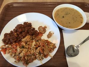 Dal, chana masala and cauliflower+carrot at Vega in Warsaw