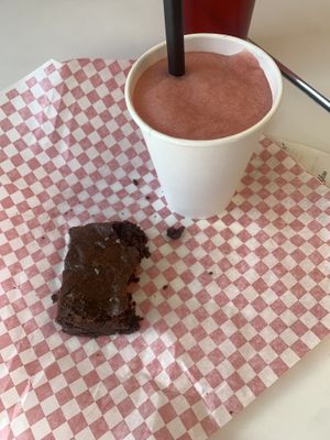 Brownie and Water Melon Slush at Zonk Burger in Fort Worth