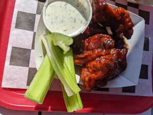 Seitan wings with barbecue sauce at Zonk Burger in Fort Worth