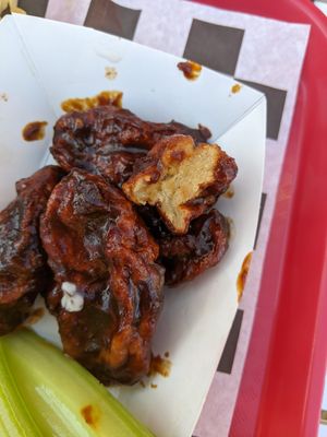 Seitan wings with barbecue sauce at Zonk Burger in Fort Worth