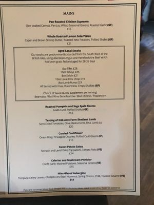 The curried cauliflower is also vegan. Four vegan options on the menu for mains. The quality of the food was exceptionally good!  at Haselbury Mill in Crewkerne