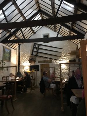 Restaurant interior at dinnertime. at Haselbury Mill in Crewkerne