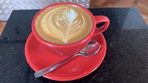 Amazing coffee with plant based milk option at Aussie Coffee Ipanema in Rio De Janeiro