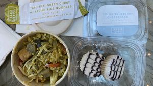 Tofu Greem Thai Curry & Lemon Blueberry Cheesecake !  at Lekker Eats in Myrtle Beach