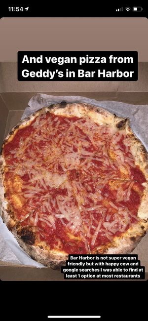 Vegan pizza  at Geddy's in Bar Harbor