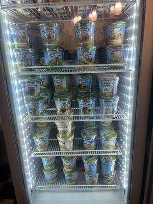 Fridge of several non-dairy pints! (Many I’ve never seen in my grocery stores)  at Ben & Jerry's in Dayton