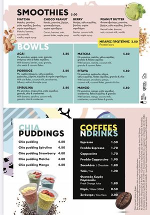 Menu at Sugar Killer in Piraeus