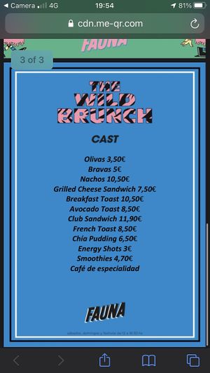 Menu 3 at Fauna Food & Arts in Barcelona