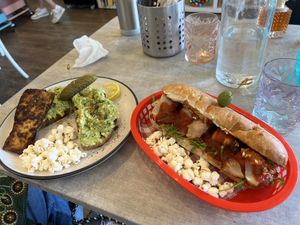Smashed avocado with bakon, and “meatball” sub  at Ninna's Kitchen in Brighton