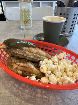 Mushroom cheese pesto toastie  at Ninna's Kitchen in Brighton