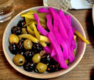 Olives & pickles at Lebanese Please in Weybridge