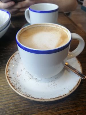 Oat milk cappuccino at Synge & Byrne in Londonderry