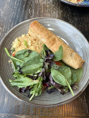 Vegan sausage roll with side salads  at Synge & Byrne in Londonderry