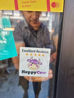 Gave a happy cow sticker which was immediately put up! at Habibi - Dar Za in Leuven