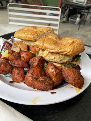 Vegan crab cake po boy at Meals From The Heart Cafe in New Orleans