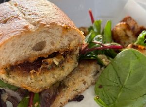 Crab cake sandwich  at Meals From The Heart Cafe in New Orleans