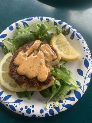 Vegan crab cake  at Meals From The Heart Cafe in New Orleans