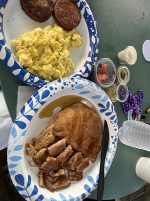 Vegan pancake combo   at Meals From The Heart Cafe in New Orleans