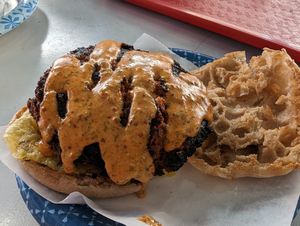 Vegan crab cakes at Meals From The Heart Cafe in New Orleans
