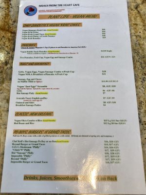 Vegan Menu!  at Meals From The Heart Cafe in New Orleans