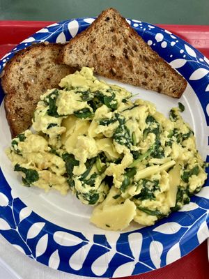 Just Egg scramble with cheese and spinach 😋   at Meals From The Heart Cafe in New Orleans