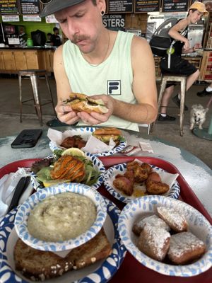 Enjoying the krab po boy, but not as much as the single crab cake side!!!!! Even better!   at Meals From The Heart Cafe in New Orleans