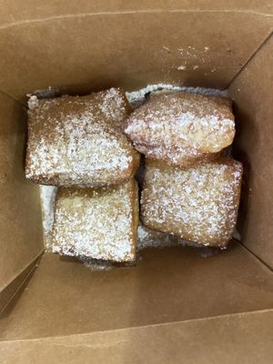 I can’t remember the name of these but they’re delicious!!! Little donut cake things 😆  at Meals From The Heart Cafe in New Orleans
