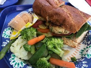 Vegan crab cake poboy. Amazing!  at Meals From The Heart Cafe in New Orleans