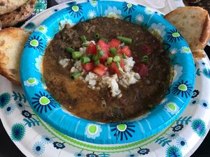 Vegan okra gumbo. Yuuuuum!  at Meals From The Heart Cafe in New Orleans