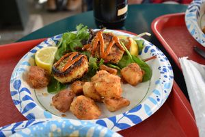 Krab cake and potato platterr  at Meals From The Heart Cafe in New Orleans