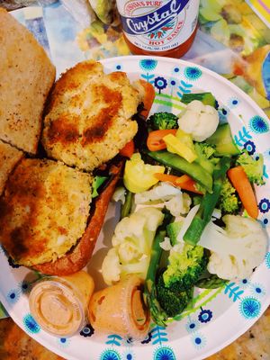 vegan crab cake po boy.  at Meals From The Heart Cafe in New Orleans