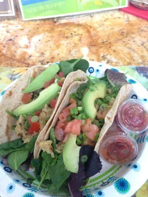 vegan crab cake tacos at Meals From The Heart Cafe in New Orleans