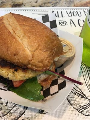 Vegan crab cake po boy  at Meals From The Heart Cafe in New Orleans