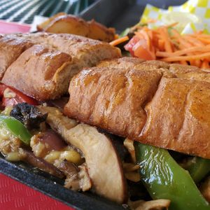 Vegan Chick'n philly at Meals From The Heart Cafe in New Orleans