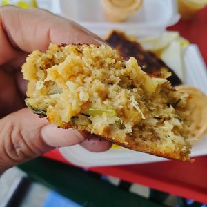 Vegan crab cake at Meals From The Heart Cafe in New Orleans