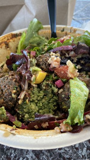 Falafel bowl with like a million toppings at DCA - Mezeh - New Concourse in Arlington