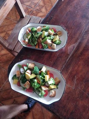 Side salad we made in the class at Darinia's Kitchen in Corn Islands