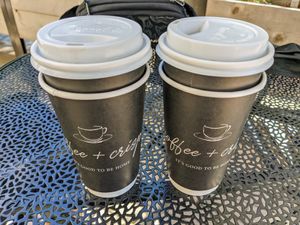 Plenty of patio seating. at Coffee + Crisp in Austin