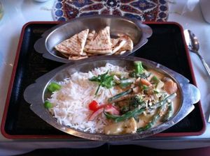 Navratan vegetable korma (vegan) at Good Karma Restaurant in Park City