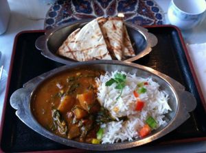 Acorn squash and arugula curry at Good Karma Restaurant in Park City