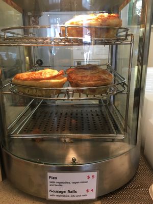 Vegan pies at Three Pillars Cafe in New Plymouth