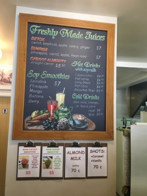 Drinks menu  at Three Pillars Cafe in New Plymouth