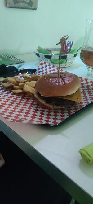 Delicieux Hamburger Vegan & chips 😍 at El Gecko Veggie in Lanzarote