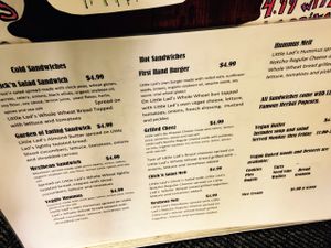 Menu at Little Lad's Bakery and Cafe in Portland