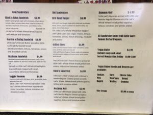 Outdoor menu board at Little Lad's Bakery and Cafe in Portland