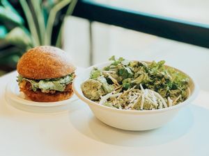 Southwest Chicken Club Sandwich and Southwest Chicken Bowl at Good Life Organic Kitchen in Fort Mill