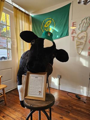 Photo op with the cow. at American Vegan Center in Philadelphia