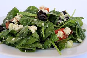 Greek Salad - Spinach, cucumbers, tomatoes, red onions, olives, and feta cheese. at Habibi Kush in Miami