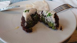 One of the falafel sliced open at Habibi Kush in Miami