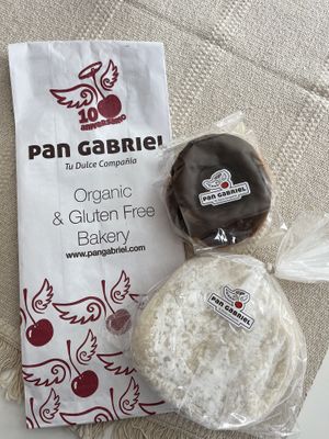 Chocolate donut and pita bread 😍 (I recommend pan frying the pita bread in some oil and sprinkling with salt - AMAZING)  at Pan Gabriel - Condesa in Mexico City